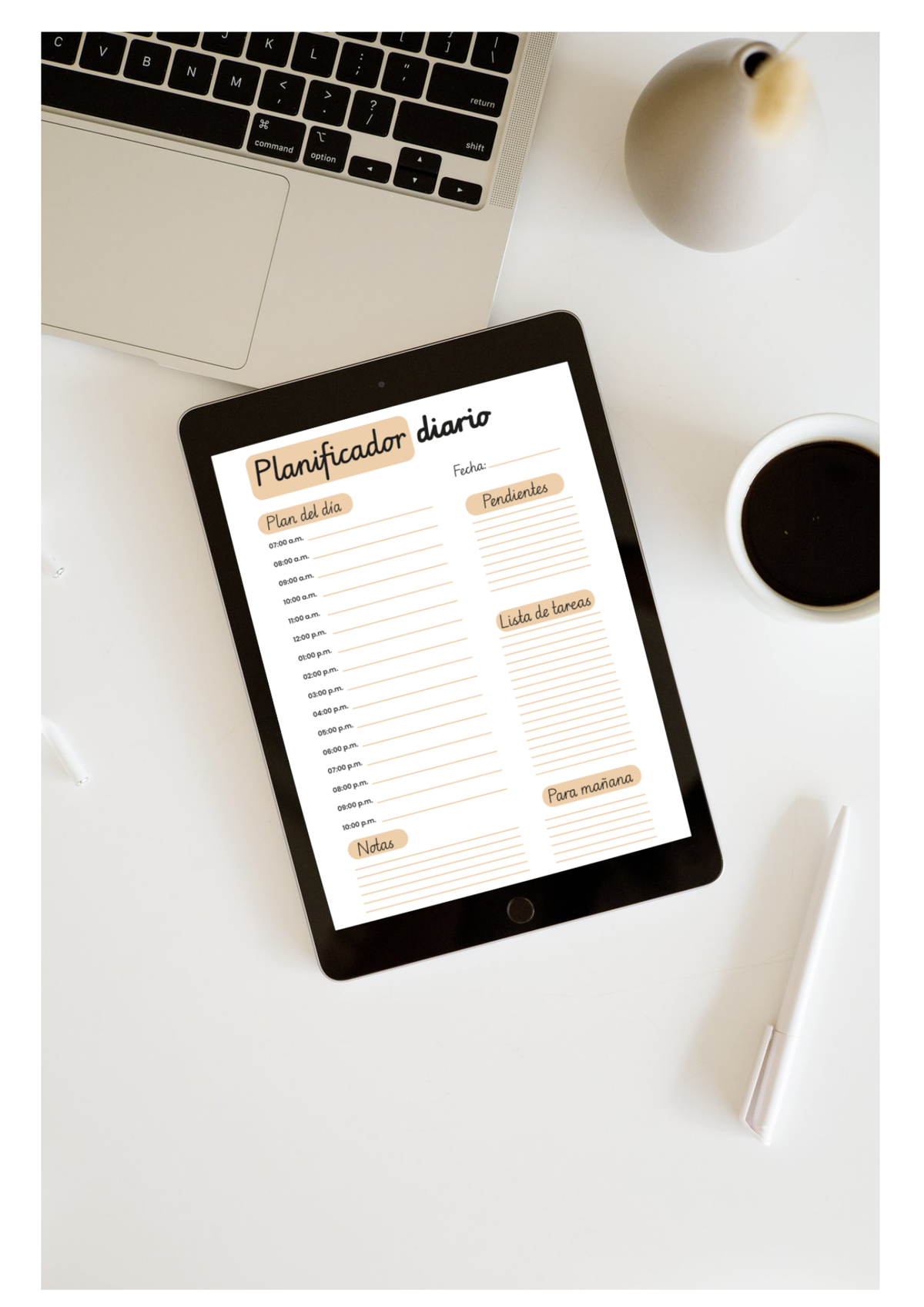 Planificador Diario Minimalista — Imprimible Digital