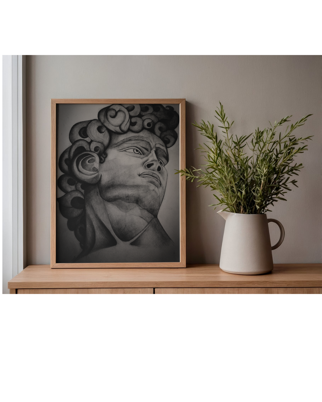 El David – Retrato Escultórico a Lápiz | Arte Imprimible Descarga Digital